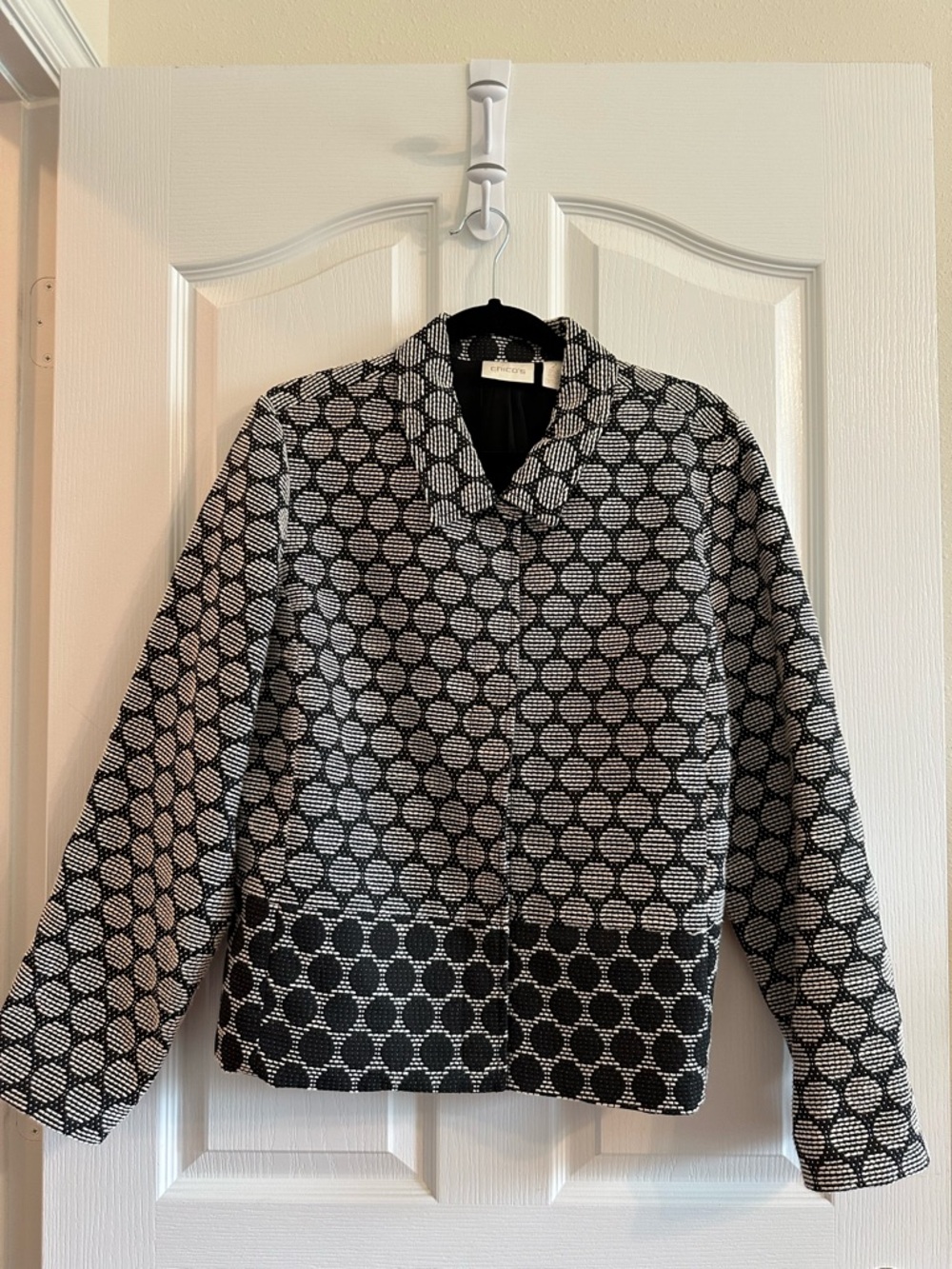 Chico's Black and White Geometric Boxy Blazer